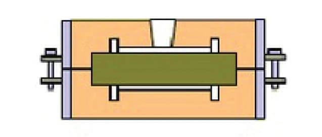Fotoğraf Çekirdek yataklarına yerleştirilir, sonra kalıp kapatılır.